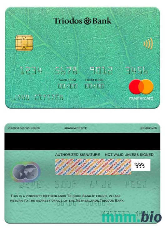 Netherlands Triodos Bank przykład karty mastercard w formacie PSD